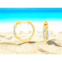 14K Yellow Gold Diamond Huggie Earrings - 0.10 Carats Total Diamond Weight