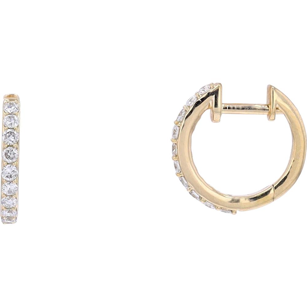 14K Yellow Gold Diamond Huggie Earrings - 0.35 Carat Total Diamond Weight