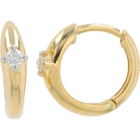 14K Yellow Gold Diamond Huggie Earrings with 0.13 Carat Total Diamond Weight