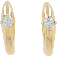 14K Yellow Gold Diamond Huggie Earrings with 0.13 Carat Total Diamond Weight