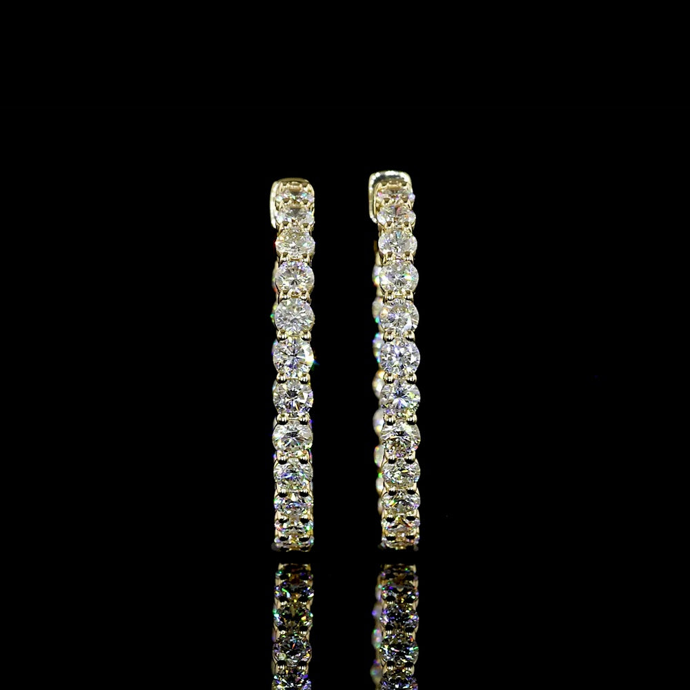 14K Yellow Gold Diamond Huggie Earrings with 42 Brilliant Cut Lab Grown E-F VS Diamonds - 2.12 Carat Total Weight - Covaloro Fine Jewelry