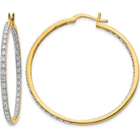 14K Yellow Gold Diamond In & Out Hoop Earrings - 0.022 Carat Total Diamond Weight by Monteluci Fine Jewelry