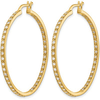 14K Yellow Gold Diamond In & Out Hoop Earrings - 0.022 Carat Total Diamond Weight by Monteluci Fine Jewelry