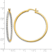 14K Yellow Gold Diamond In & Out Hoop Earrings - 0.022 Carat Total Diamond Weight by Monteluci Fine Jewelry