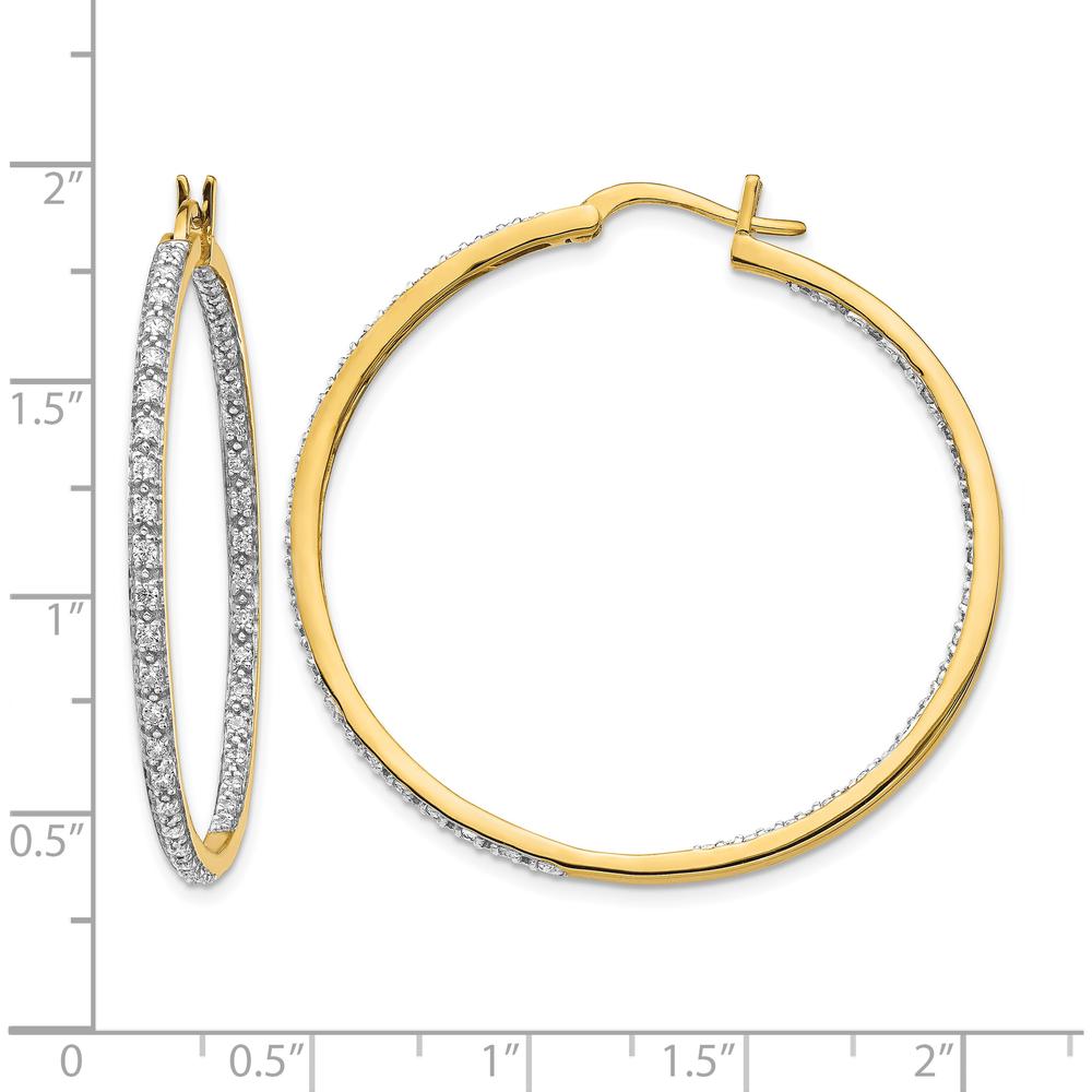 14K Yellow Gold Diamond In & Out Hoop Earrings - 0.022 Carat Total Diamond Weight by Monteluci Fine Jewelry