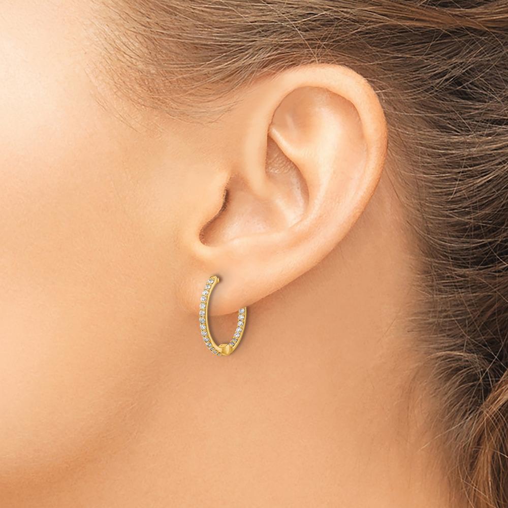 14K Yellow Gold Diamond In/Out Hinged Hoop Earrings - 0.50 Carat Total Diamond Weight by Monteluci Fine Jewelry