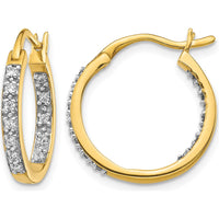 14K Yellow Gold Diamond In/Out Hoop Earrings - 0.24 Carat Total Diamond Weight by Monteluci Fine Jewelry