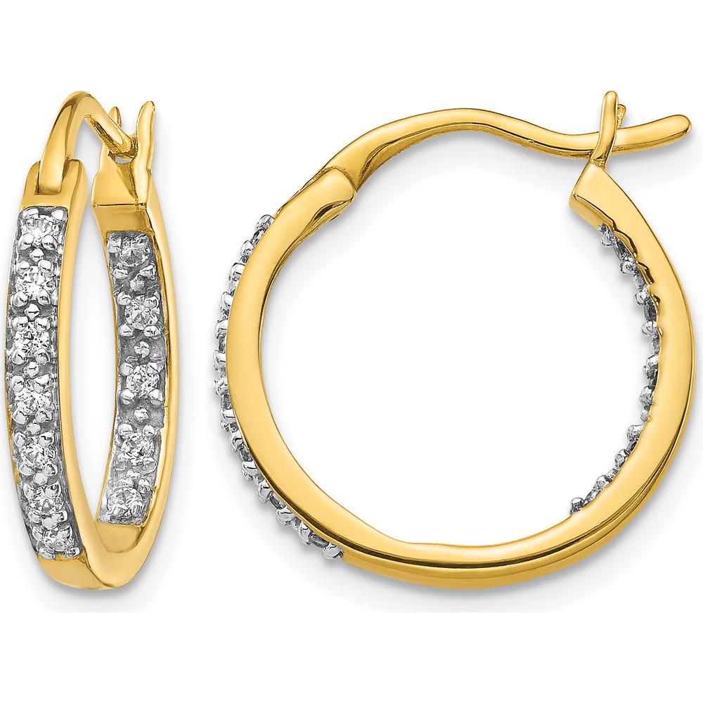 14K Yellow Gold Diamond In/Out Hoop Earrings - 0.24 Carat Total Diamond Weight by Monteluci Fine Jewelry