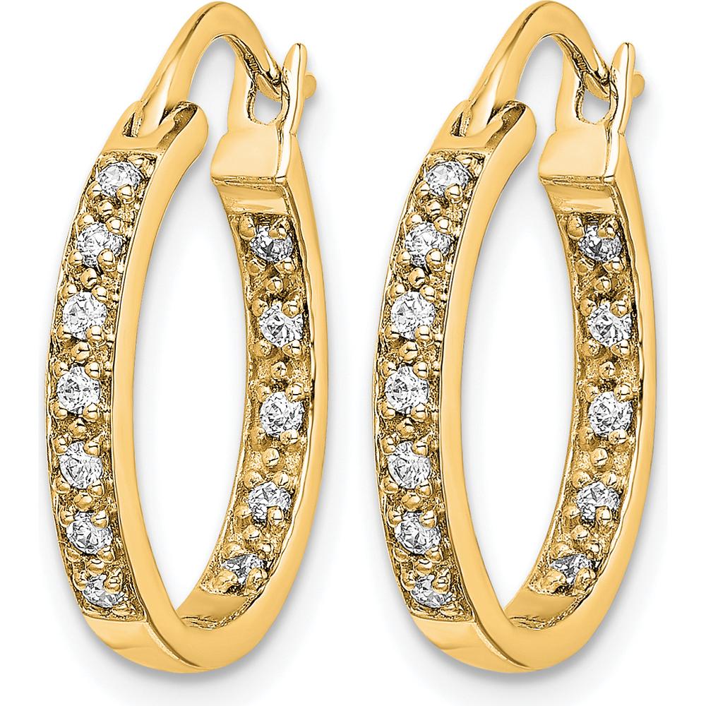 14K Yellow Gold Diamond In/Out Hoop Earrings - 0.24 Carat Total Diamond Weight by Monteluci Fine Jewelry