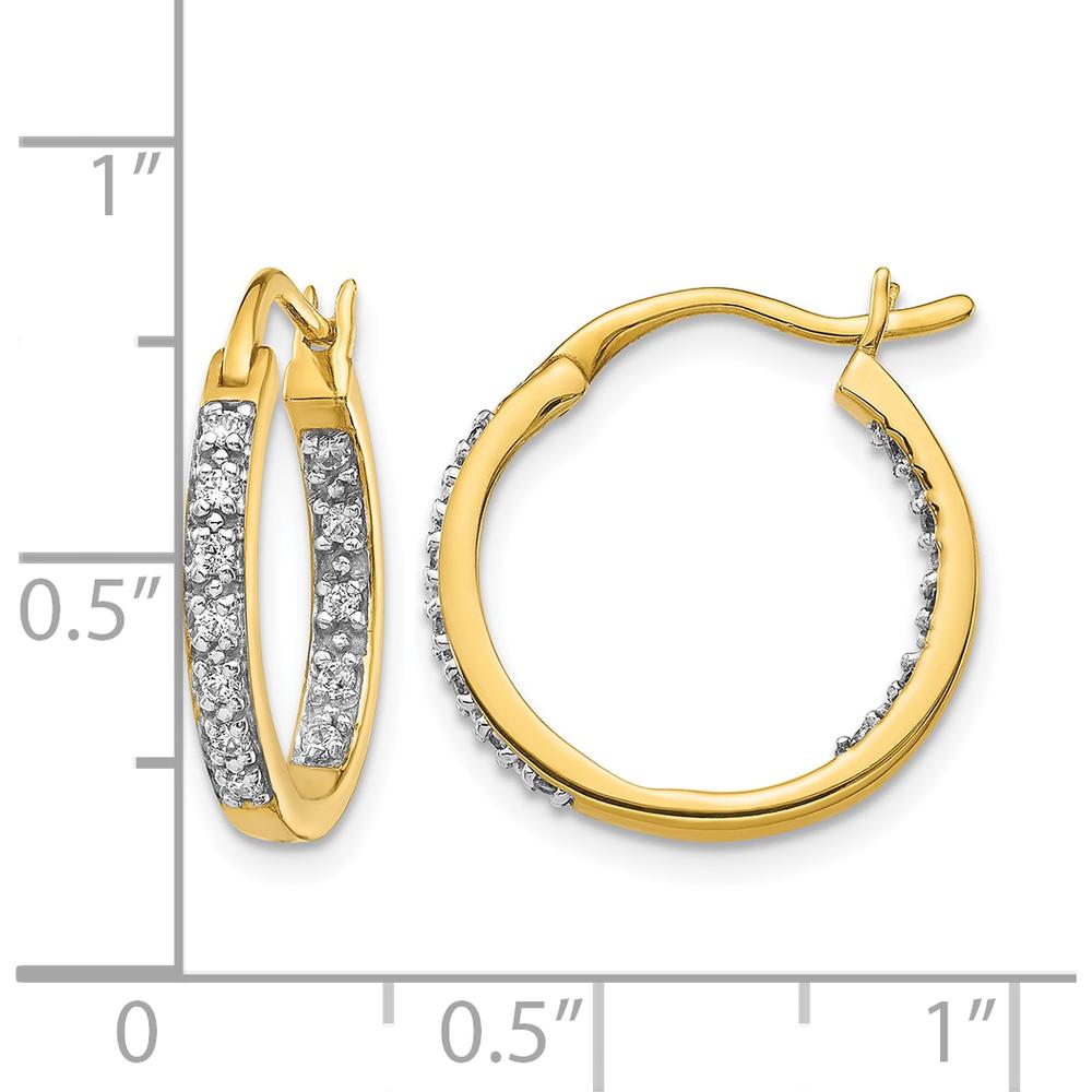 14K Yellow Gold Diamond In/Out Hoop Earrings - 0.24 Carat Total Diamond Weight by Monteluci Fine Jewelry