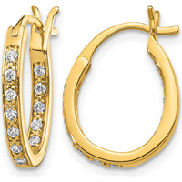 14K Yellow Gold Diamond In/Out Hoop Earrings with 24 Round Diamonds - 0.01 Carat Total Diamond Weight by Monteluci Fine Jewelry