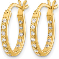 14K Yellow Gold Diamond In/Out Hoop Earrings with 24 Round Diamonds - 0.01 Carat Total Diamond Weight by Monteluci Fine Jewelry
