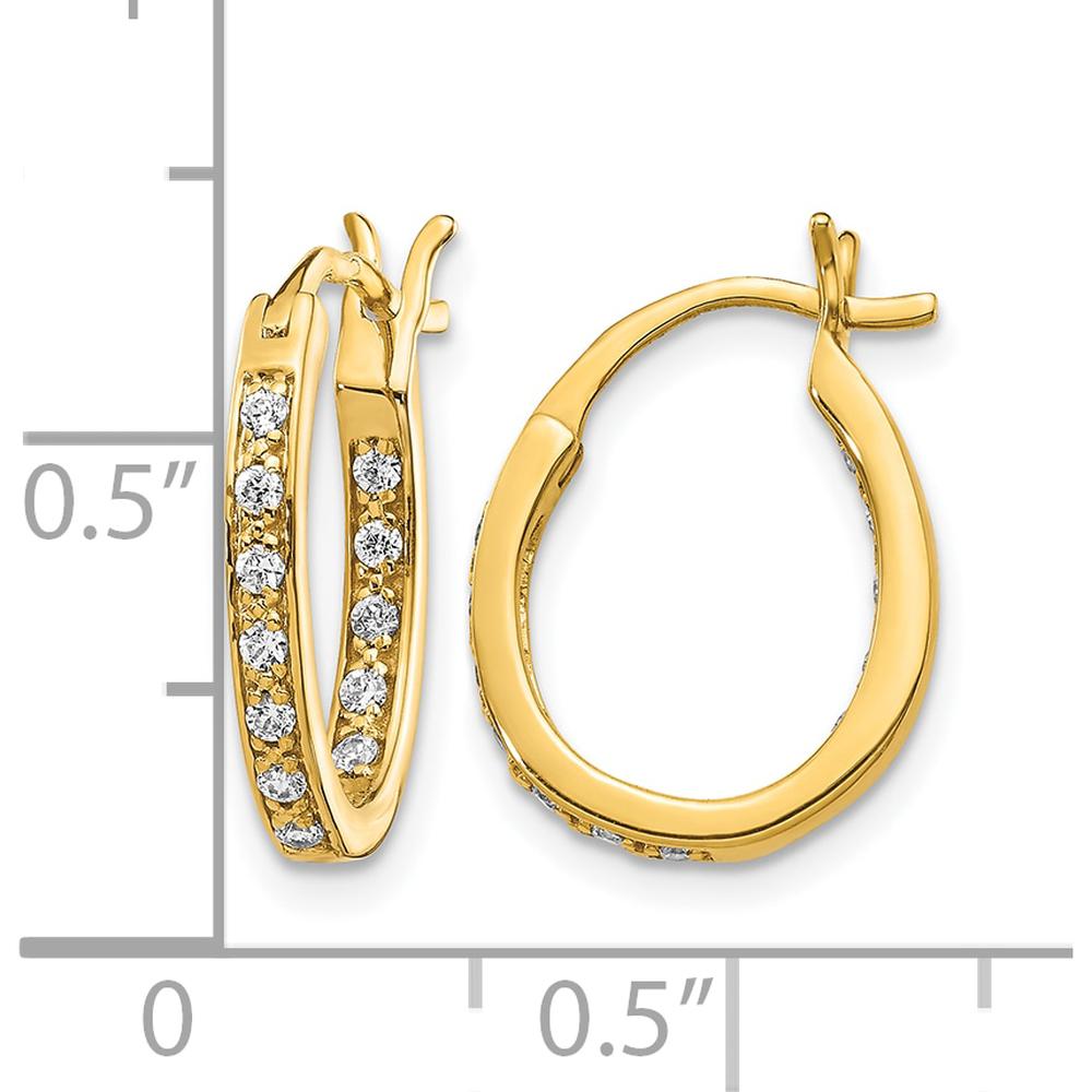 14K Yellow Gold Diamond In/Out Hoop Earrings with 24 Round Diamonds - 0.01 Carat Total Diamond Weight by Monteluci Fine Jewelry