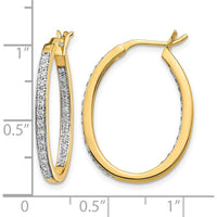 14K Yellow Gold Diamond In/Out Hoop Earrings with 50 Round Diamonds - 0.01 Carat Total Diamond Weight by Monteluci Fine Jewelry