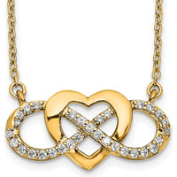 14K Yellow Gold Diamond Infinity Heart Pendant Necklace - 1/5 Carat Total Diamond Weight by Oro Pregiato