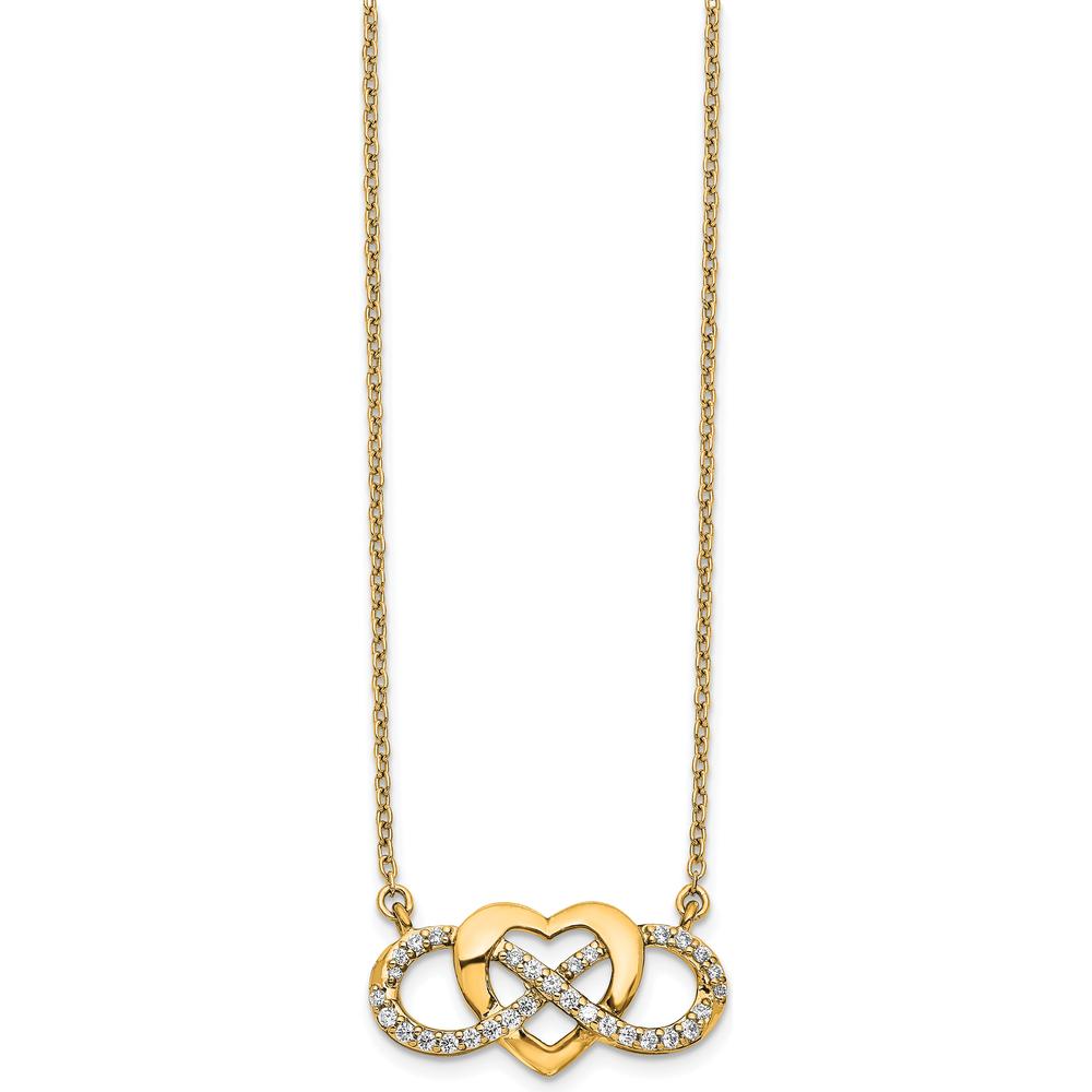 14K Yellow Gold Diamond Infinity Heart Pendant Necklace - 1/5 Carat Total Diamond Weight by Oro Pregiato