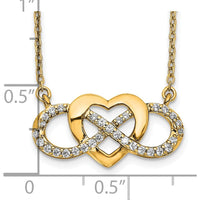 14K Yellow Gold Diamond Infinity Heart Pendant Necklace - 1/5 Carat Total Diamond Weight by Oro Pregiato
