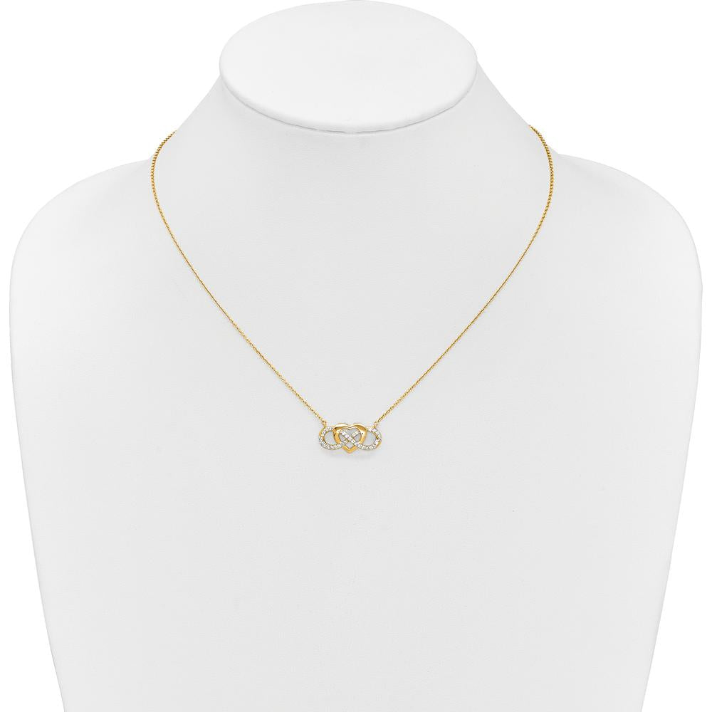 14K Yellow Gold Diamond Infinity Heart Pendant Necklace - 1/5 Carat Total Diamond Weight by Oro Pregiato