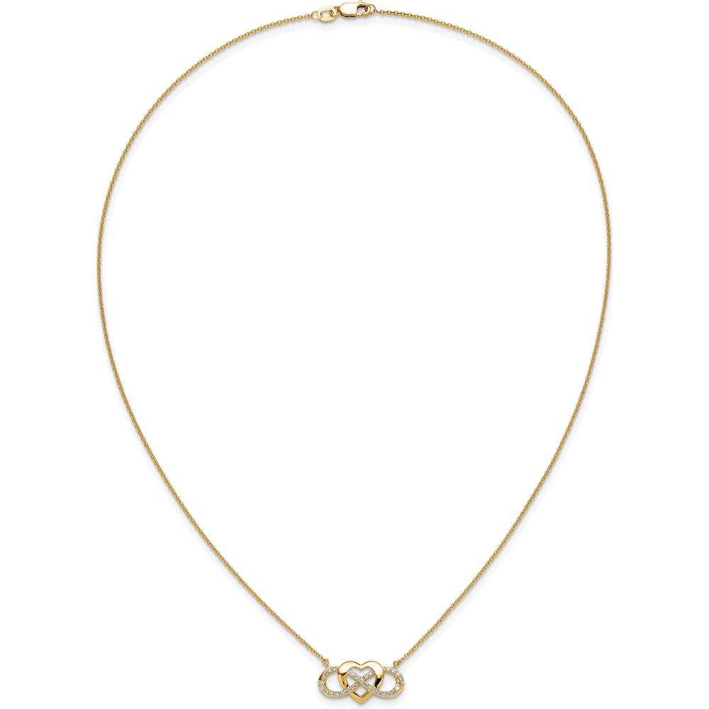 14K Yellow Gold Diamond Infinity Heart Pendant Necklace - 1/5 Carat Total Diamond Weight by Oro Pregiato