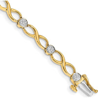 14K Yellow Gold Diamond Infinity Link Bracelet with Round Natural Diamonds - 1/8 Carats Total Diamond Weight by Monteluci Fine Jewelry