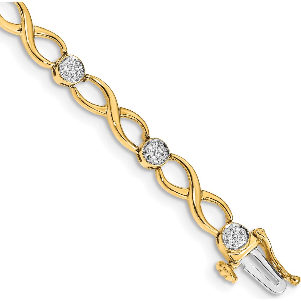 14K Yellow Gold Diamond Infinity Link Bracelet with Round Natural Diamonds - 1/8 Carats Total Diamond Weight by Monteluci Fine Jewelry