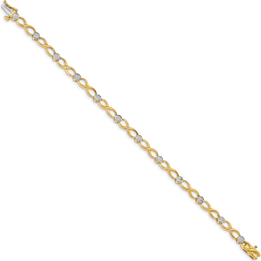 14K Yellow Gold Diamond Infinity Link Bracelet with Round Natural Diamonds - 1/8 Carats Total Diamond Weight by Monteluci Fine Jewelry