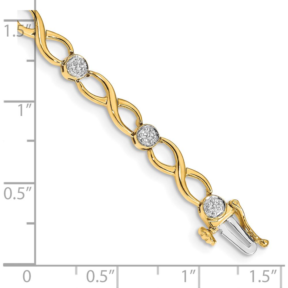 14K Yellow Gold Diamond Infinity Link Bracelet with Round Natural Diamonds - 1/8 Carats Total Diamond Weight by Monteluci Fine Jewelry