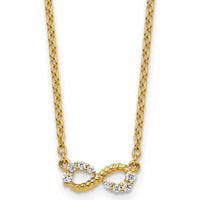 14K Yellow Gold Diamond Infinity Pendant Necklace - 1/8 Carat Total Diamond Weight by Oro Pregiato