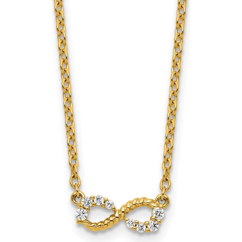 14K Yellow Gold Diamond Infinity Pendant Necklace - 1/8 Carat Total Diamond Weight by Oro Pregiato