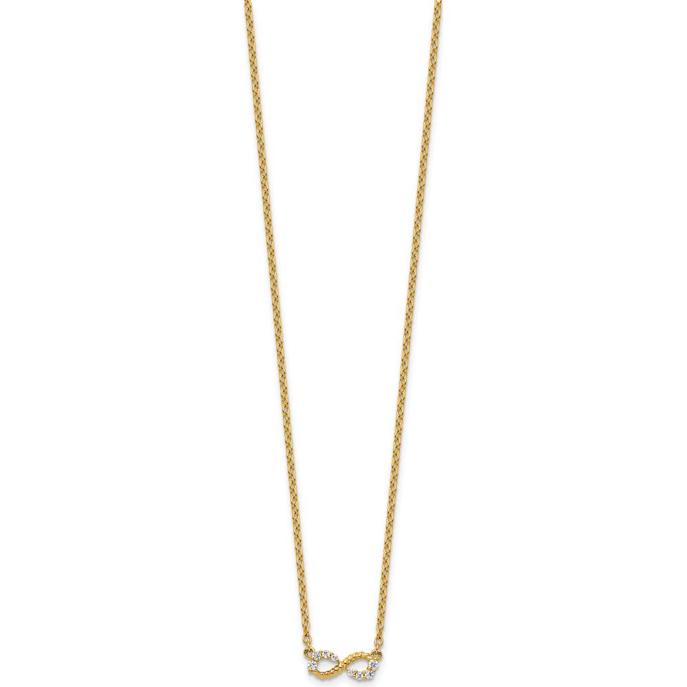 14K Yellow Gold Diamond Infinity Pendant Necklace - 1/8 Carat Total Diamond Weight by Oro Pregiato