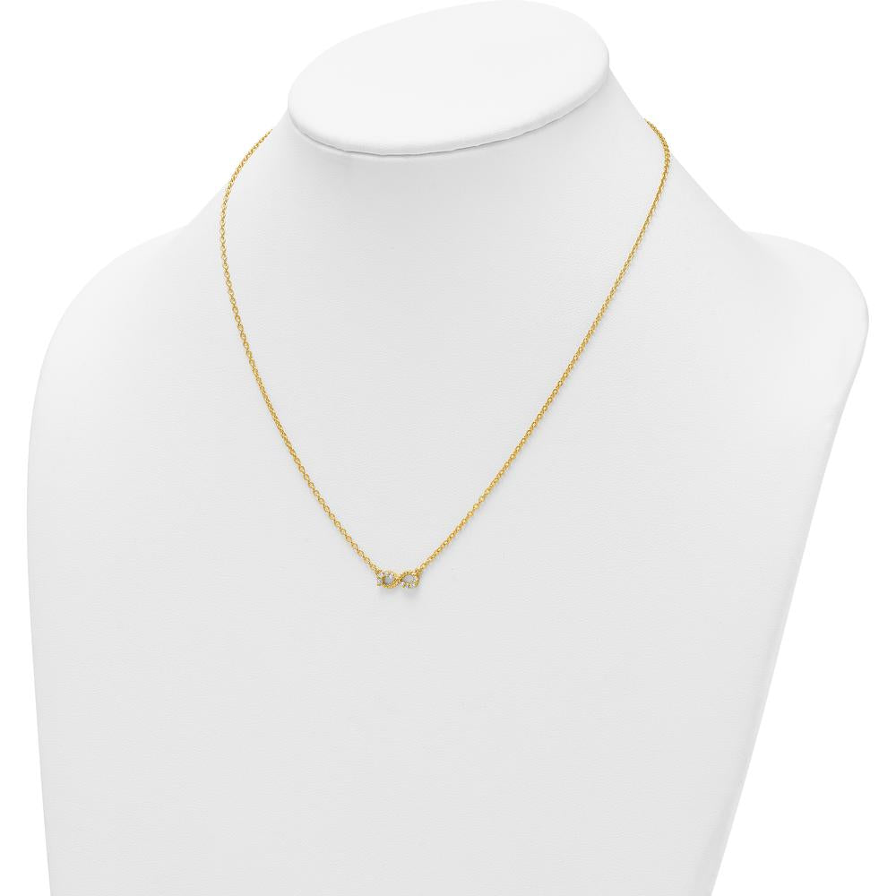 14K Yellow Gold Diamond Infinity Pendant Necklace - 1/8 Carat Total Diamond Weight by Oro Pregiato