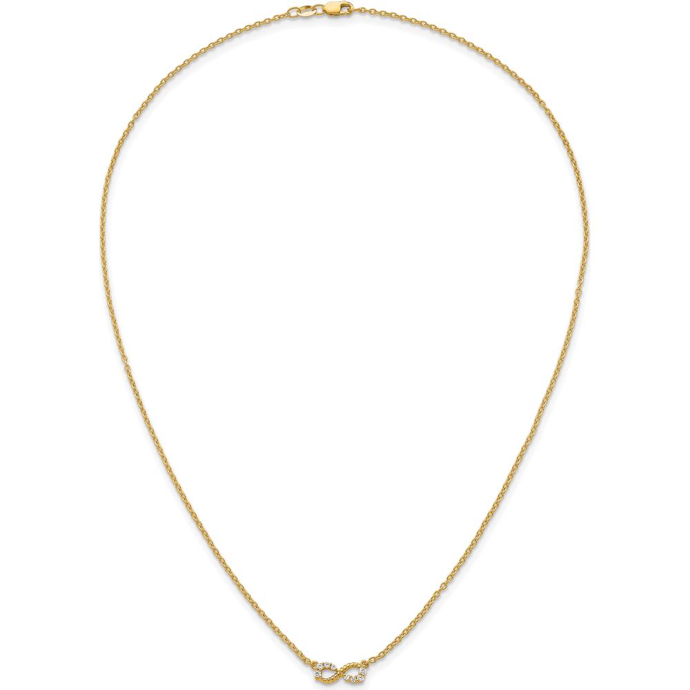 14K Yellow Gold Diamond Infinity Pendant Necklace - 1/8 Carat Total Diamond Weight by Oro Pregiato