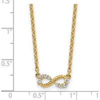 14K Yellow Gold Diamond Infinity Pendant Necklace - 1/8 Carat Total Diamond Weight by Oro Pregiato