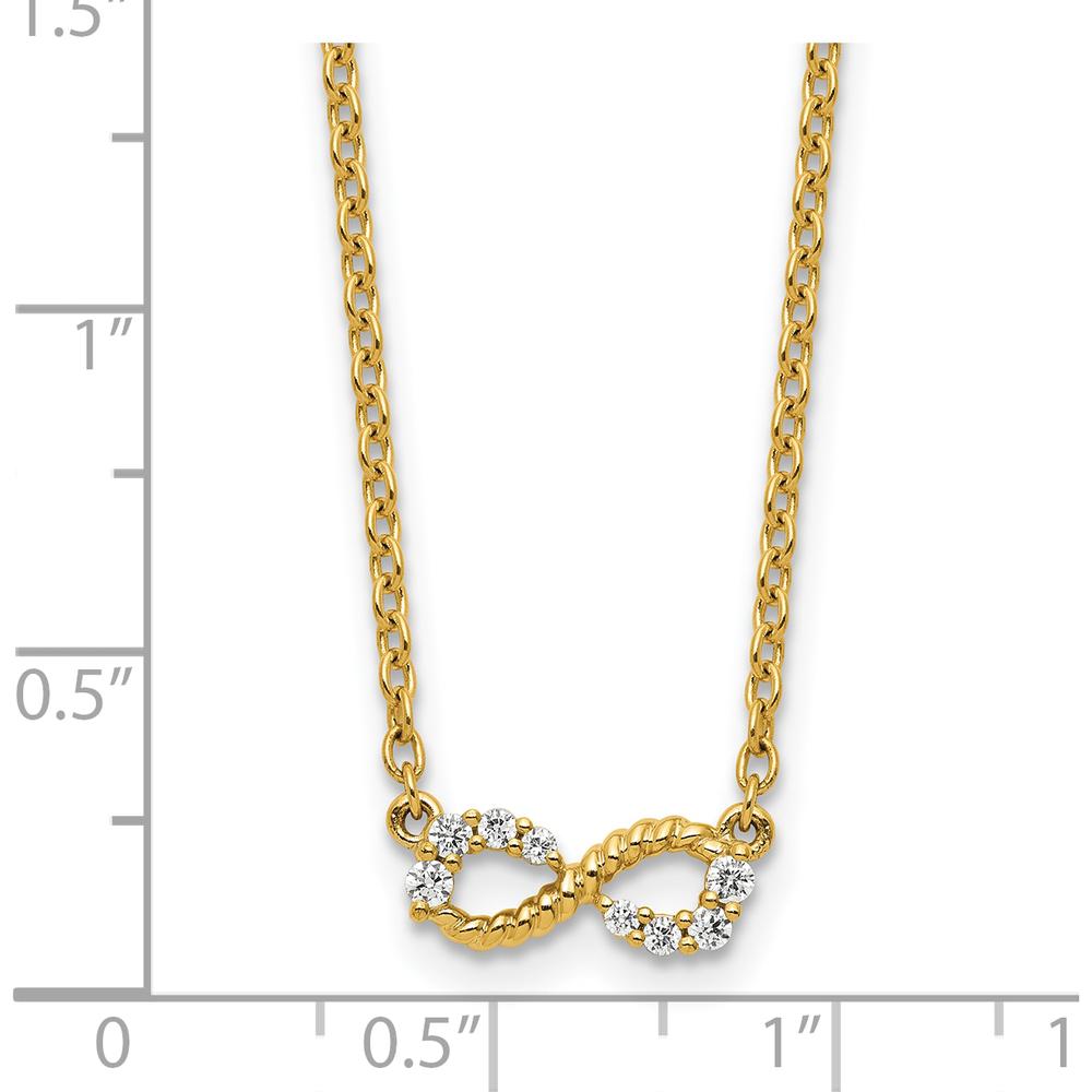 14K Yellow Gold Diamond Infinity Pendant Necklace - 1/8 Carat Total Diamond Weight by Oro Pregiato