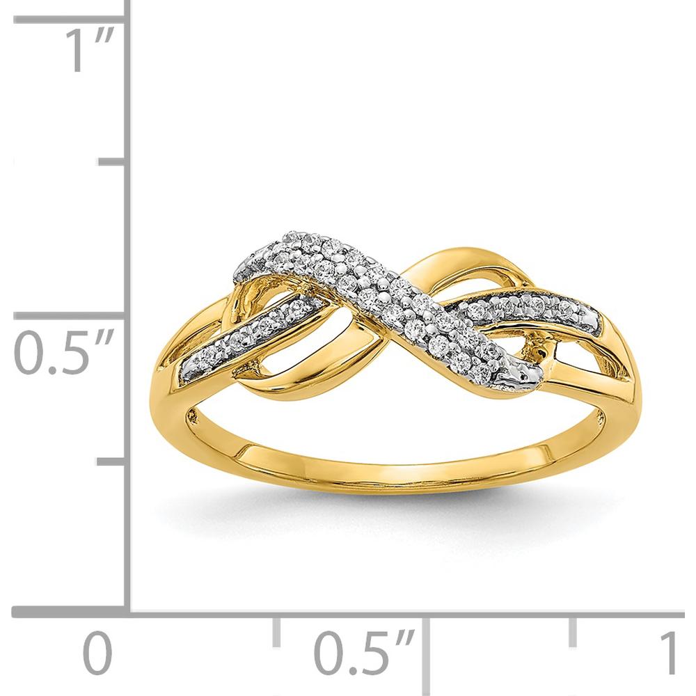 14K Yellow Gold Diamond Infinity Ring with Pavé Set Round Diamonds - 0.07 Carat Total Diamond Weight by 0