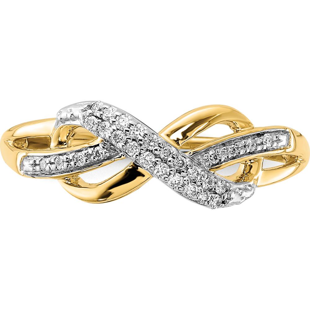 14K Yellow Gold Diamond Infinity Ring with Pavé Set Round Diamonds - 0.07 Carat Total Diamond Weight by 0