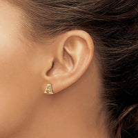 14K Yellow Gold Diamond Initial "A" Button Earrings - 0.003 Carats Total Diamond Weight by Monteluci Fine Jewelry