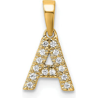 14K Yellow Gold Diamond Initial "A" Pendant - 0.12 Carat Diamond Weight by Oro Pregiato