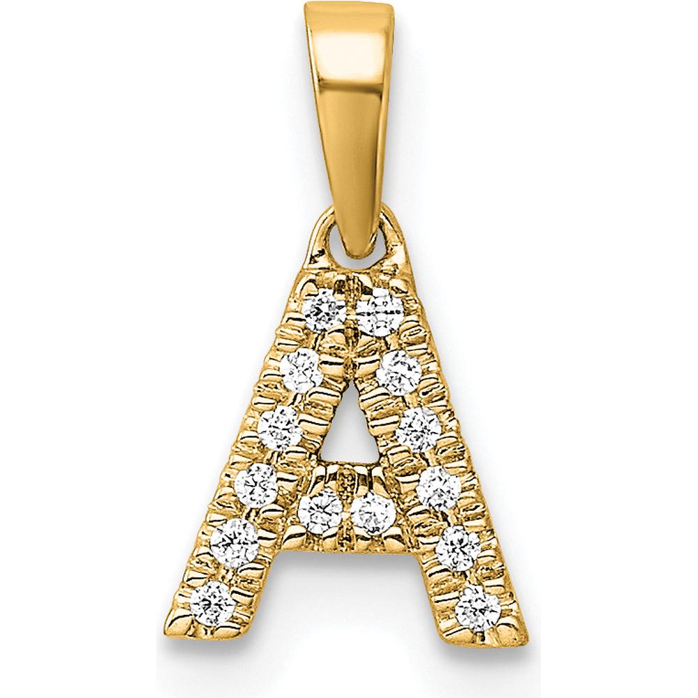 14K Yellow Gold Diamond Initial "A" Pendant - 0.12 Carat Diamond Weight by Oro Pregiato