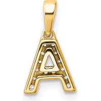 14K Yellow Gold Diamond Initial "A" Pendant - 0.12 Carat Diamond Weight by Oro Pregiato
