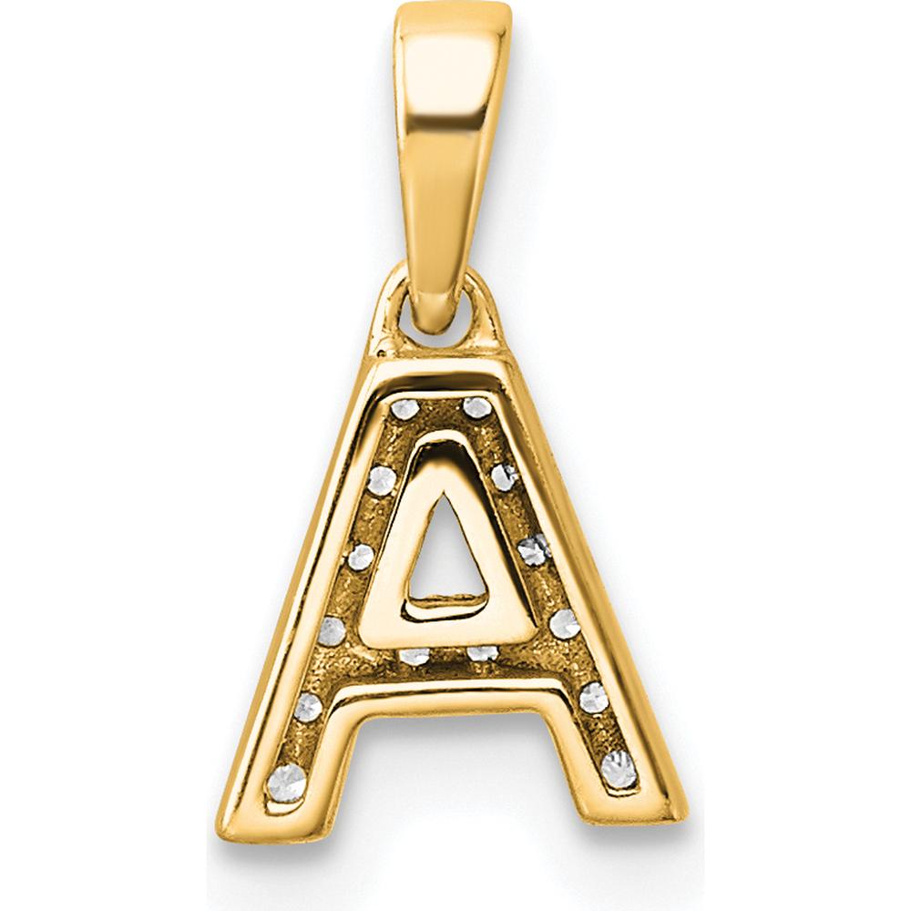 14K Yellow Gold Diamond Initial "A" Pendant - 0.12 Carat Diamond Weight by Oro Pregiato