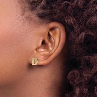 14K Yellow Gold Diamond Initial "D" Button Earrings - 0.007 Carats Total Diamond Weight by Monteluci Fine Jewelry
