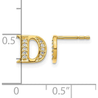 14K Yellow Gold Diamond Initial "D" Button Earrings - 0.007 Carats Total Diamond Weight by Monteluci Fine Jewelry