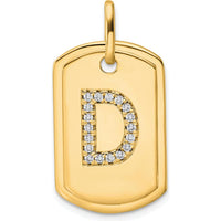 14K Yellow Gold Diamond Initial D Dog Tag Charm - Personalized Luxury Pendant by Oro Pregiato