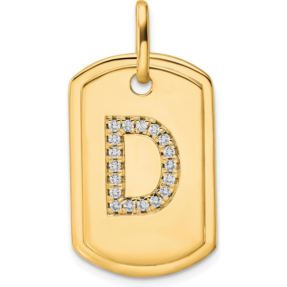 14K Yellow Gold Diamond Initial D Dog Tag Charm - Personalized Luxury Pendant by Oro Pregiato