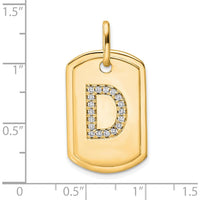 14K Yellow Gold Diamond Initial D Dog Tag Charm - Personalized Luxury Pendant by Oro Pregiato