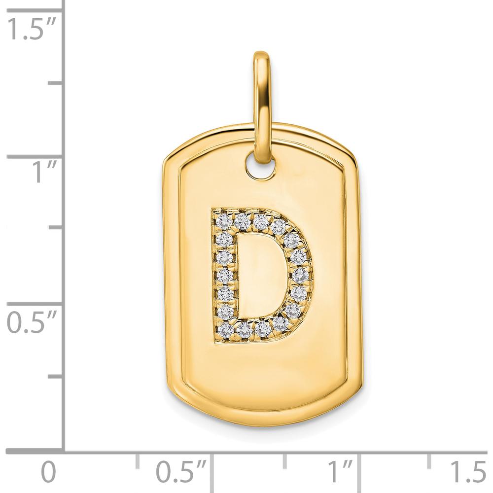 14K Yellow Gold Diamond Initial D Dog Tag Charm - Personalized Luxury Pendant by Oro Pregiato
