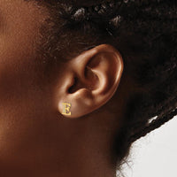 14K Yellow Gold Diamond Initial E Stud Earrings - 0.03 Carats Total Diamond Weight by Monteluci Fine Jewelry