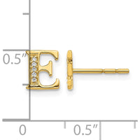 14K Yellow Gold Diamond Initial E Stud Earrings - 0.03 Carats Total Diamond Weight by Monteluci Fine Jewelry