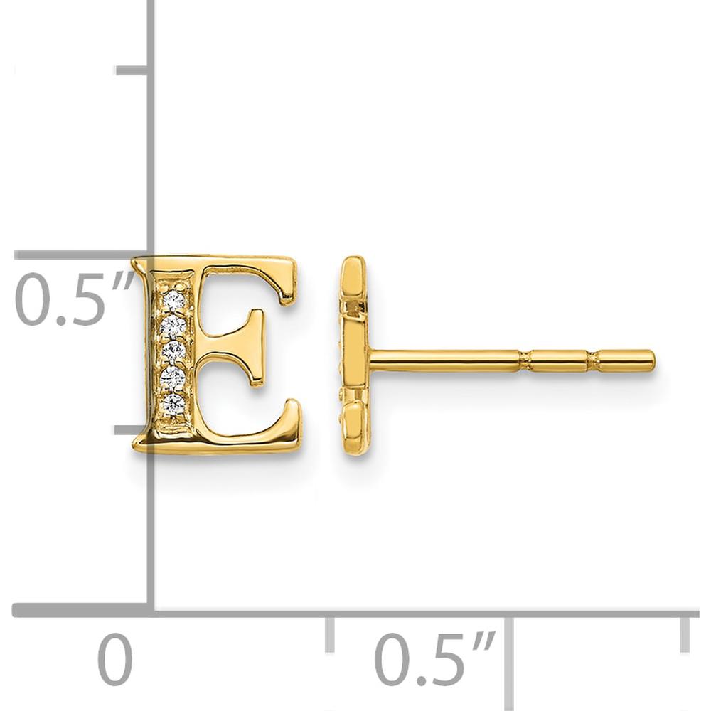 14K Yellow Gold Diamond Initial E Stud Earrings - 0.03 Carats Total Diamond Weight by Monteluci Fine Jewelry